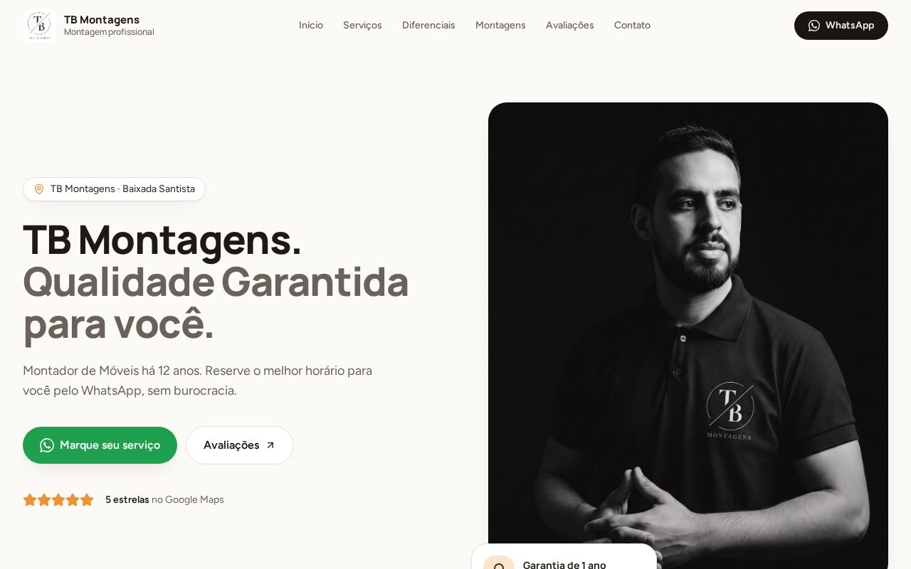 Preview of Landing Page Tbmontagens