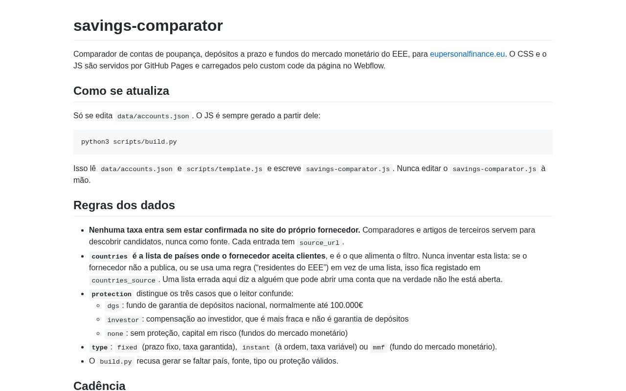 Preview of Savings Comparator