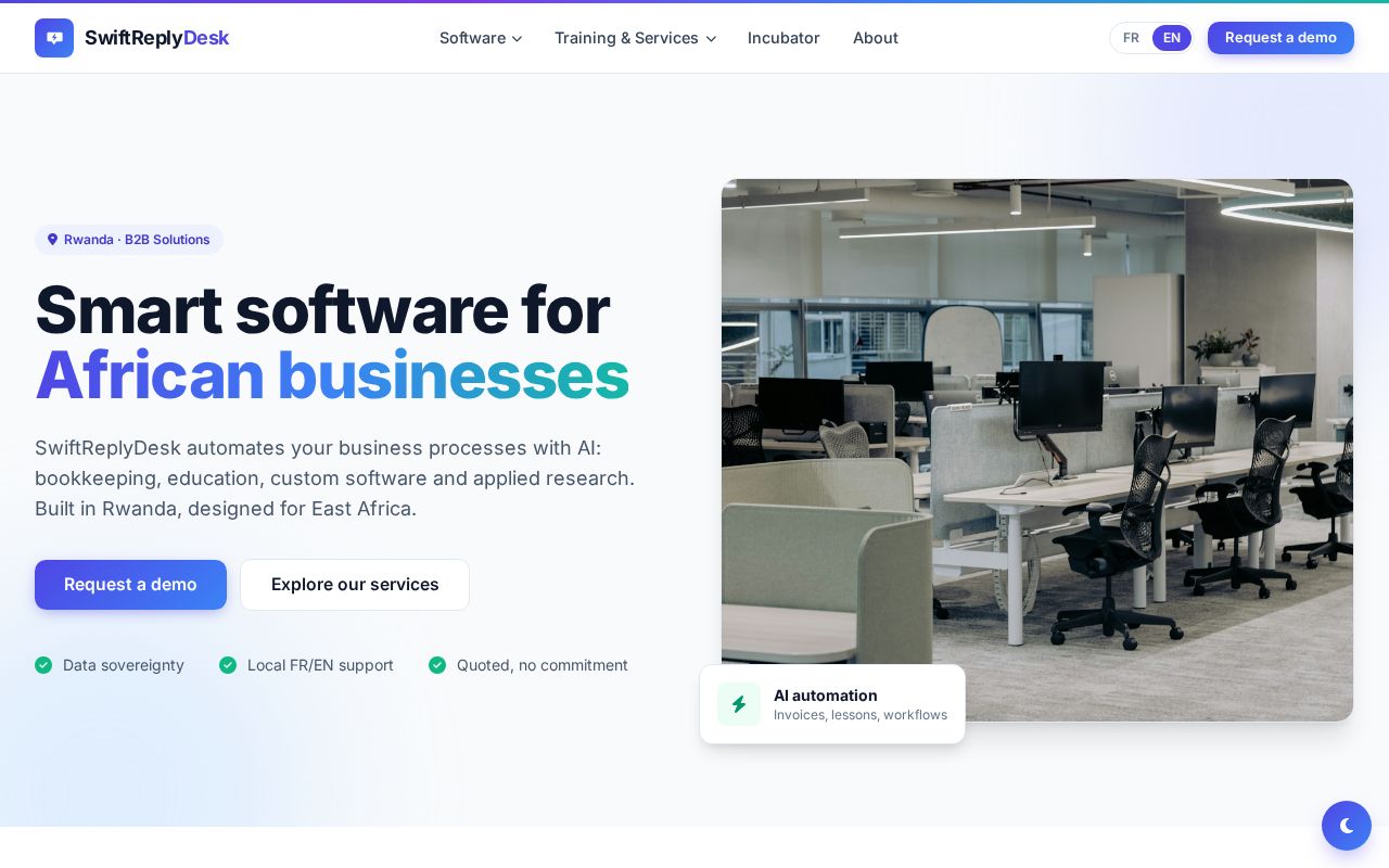 Preview of Swiftreplydesk Site