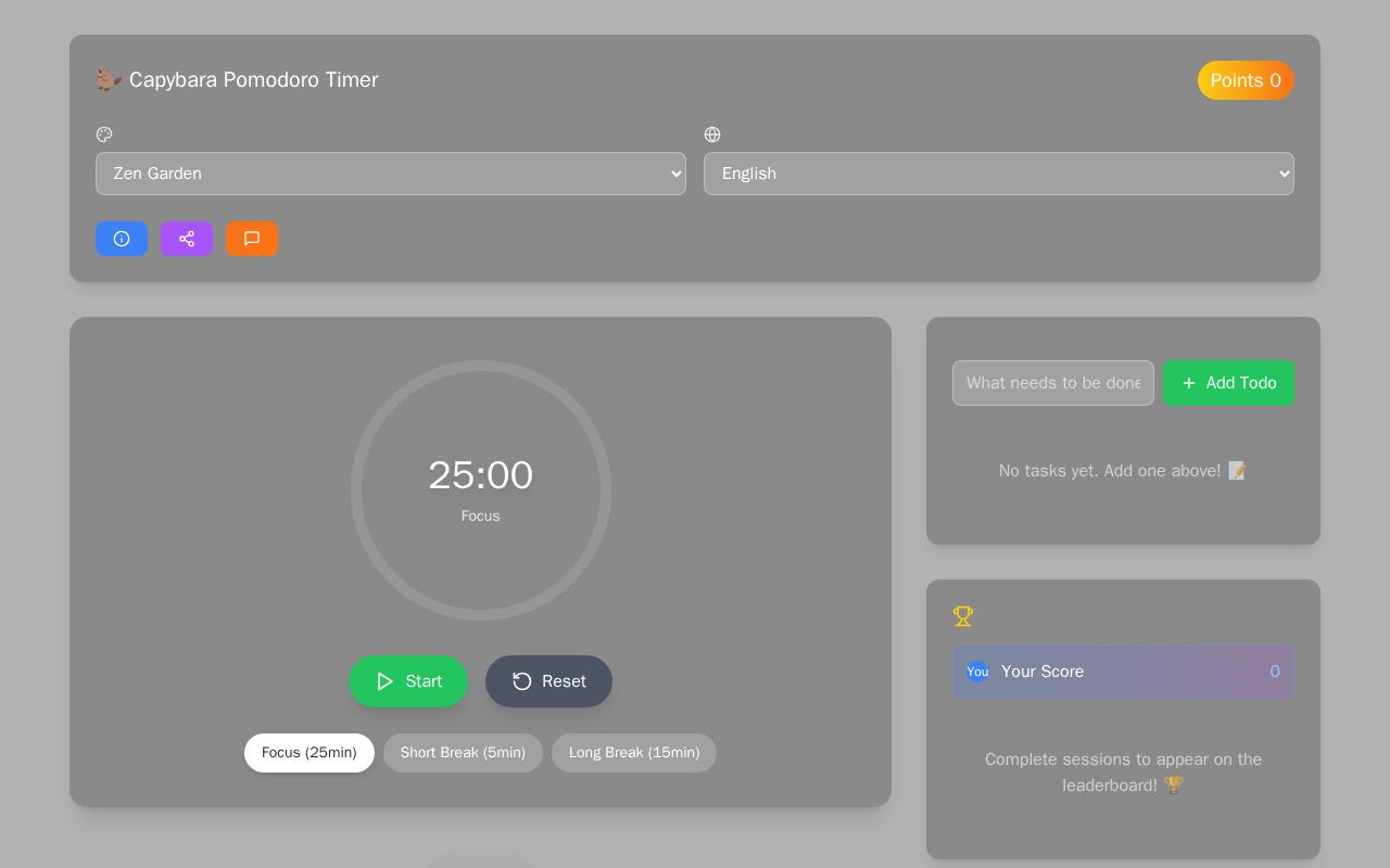 Preview of Capybara Pomodoro Timer