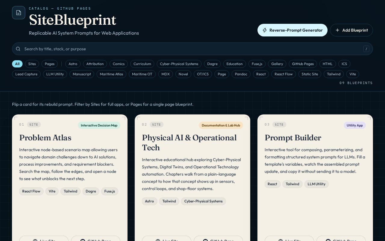 Preview of Site Blueprint