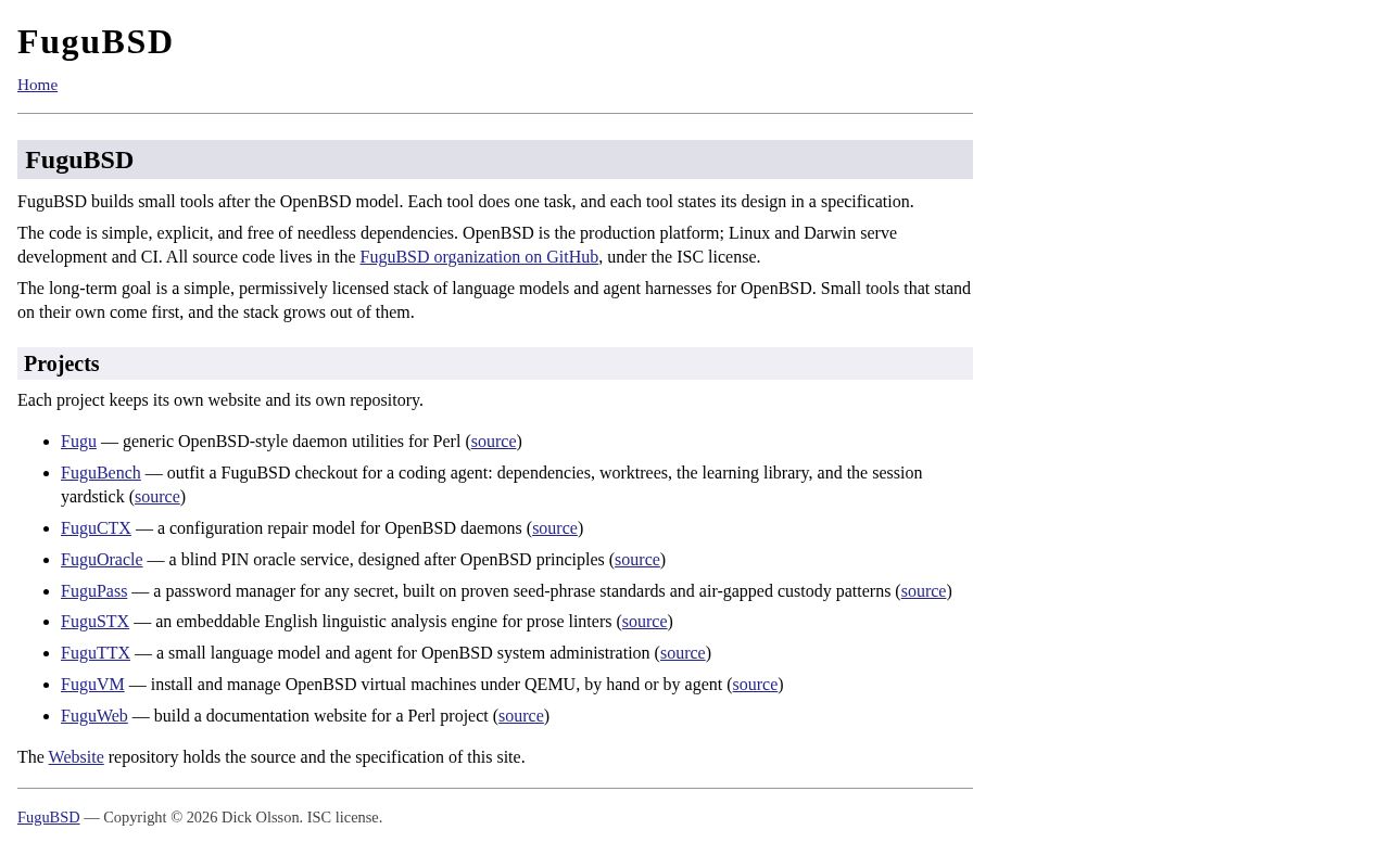 Preview of The main website of the FuguBSD organization