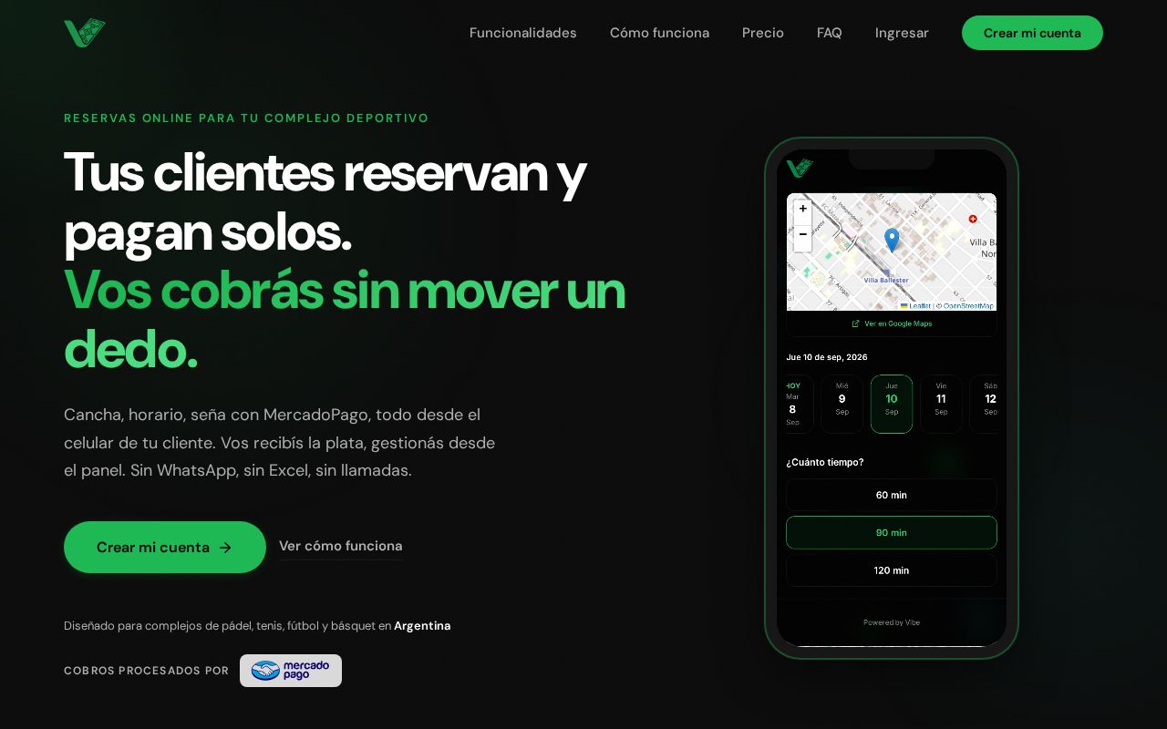Preview of SaaS B2B for sports complexes. Monorepo with API (Go), app (React) y landing (Astro).