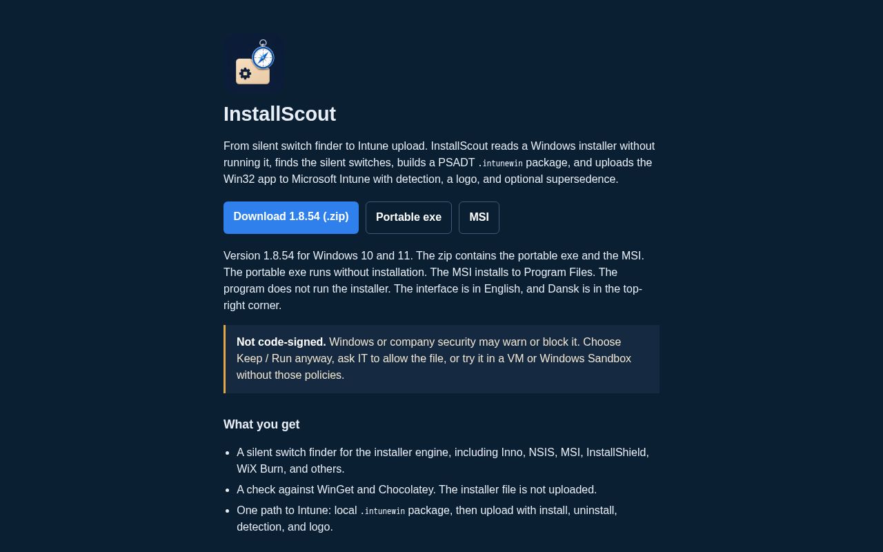Preview of InstallScout Releases