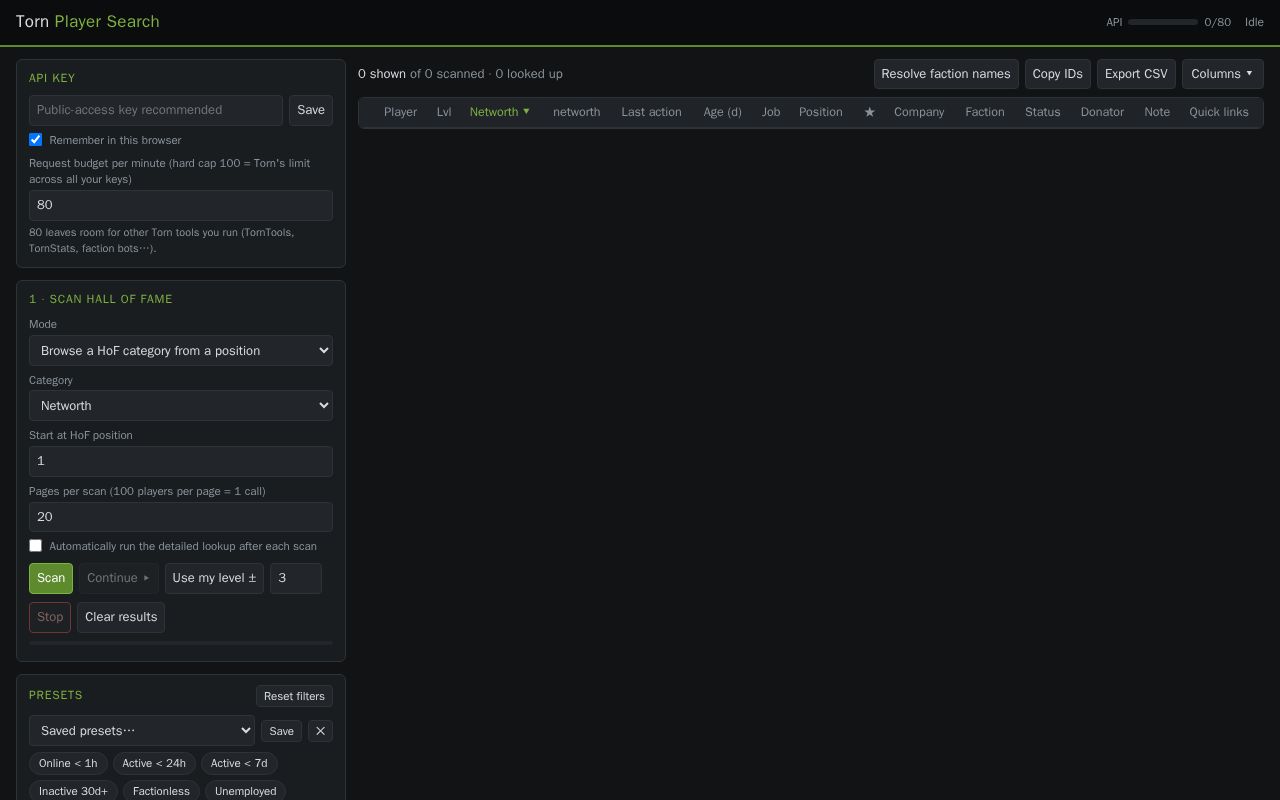 Preview of Torn Player Search