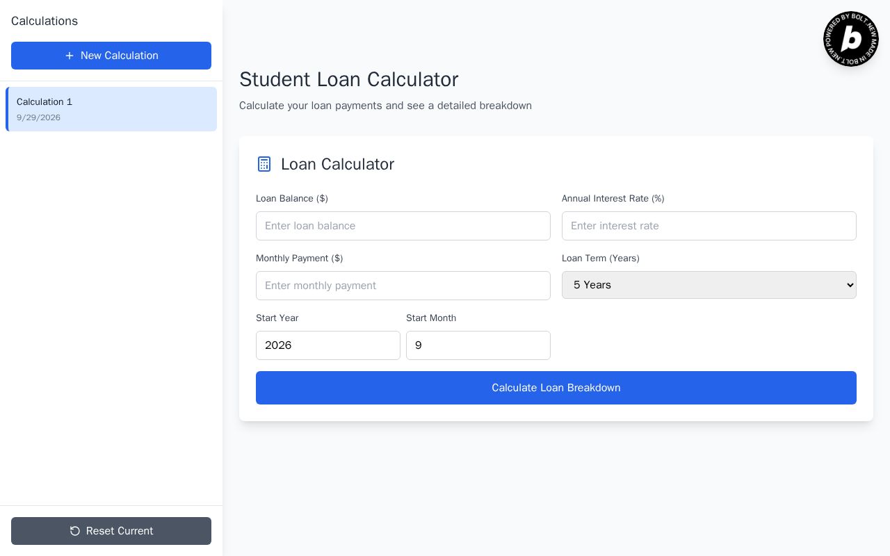 Preview of Student Loan Comprehensive Calculator