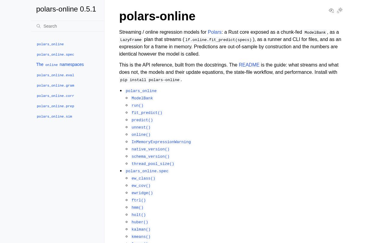 Preview of Polars Online