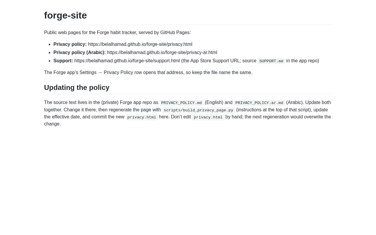 Preview of Forge Site