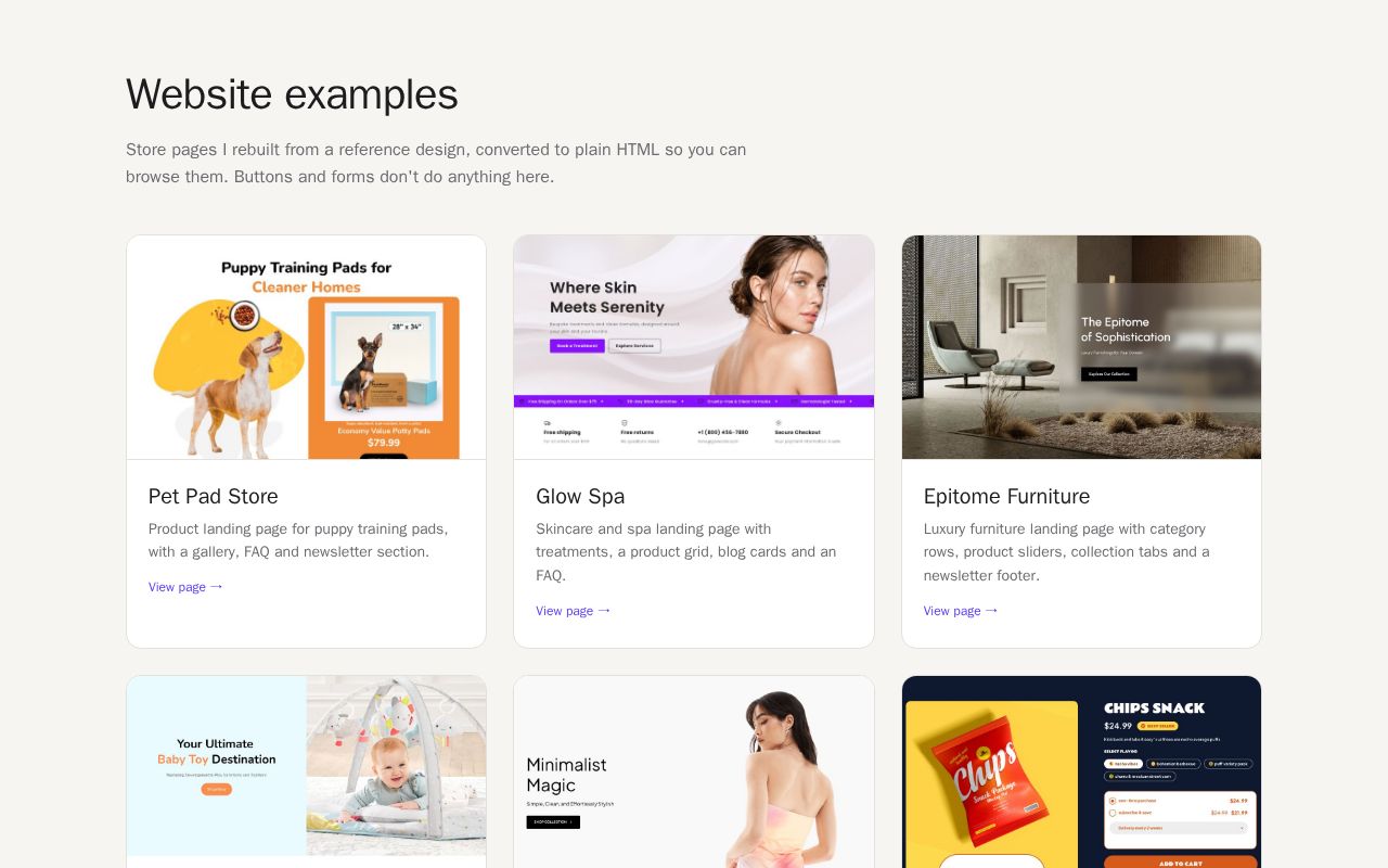 Preview of Websites Examples