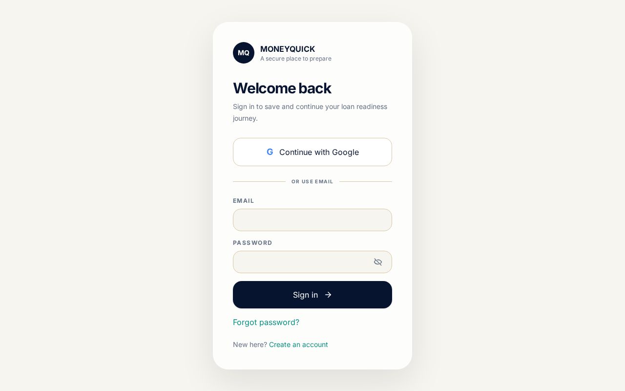 Preview of Moneyquick Loan Readiness