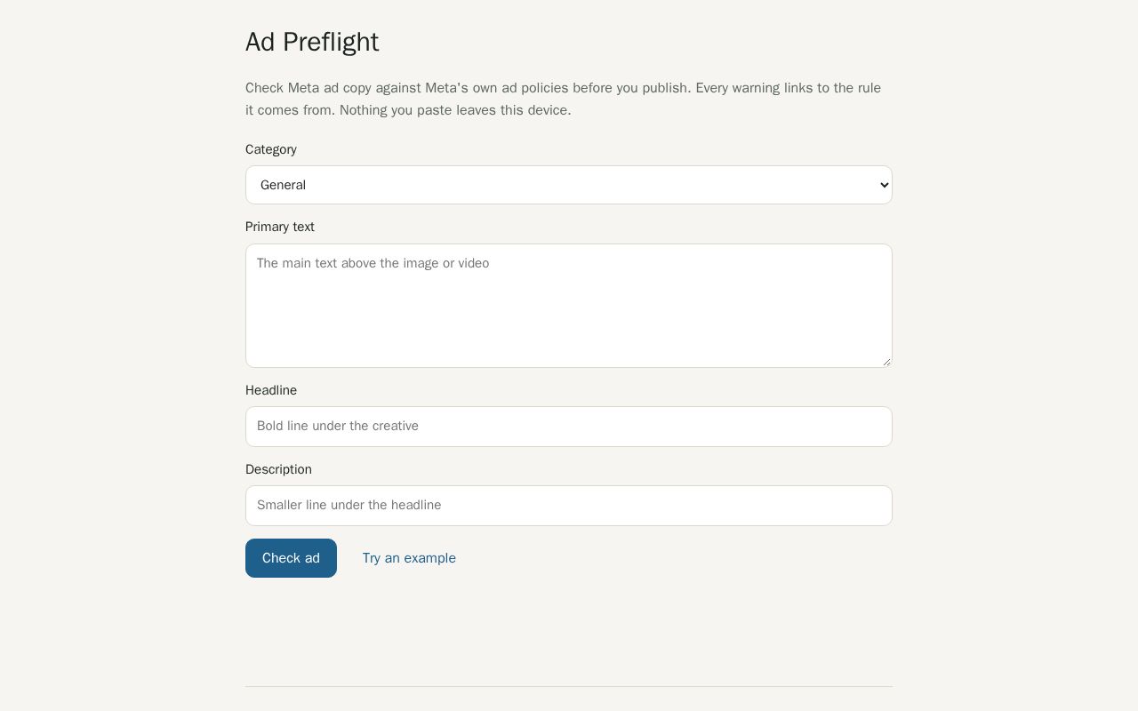 Preview of Ad Preflight