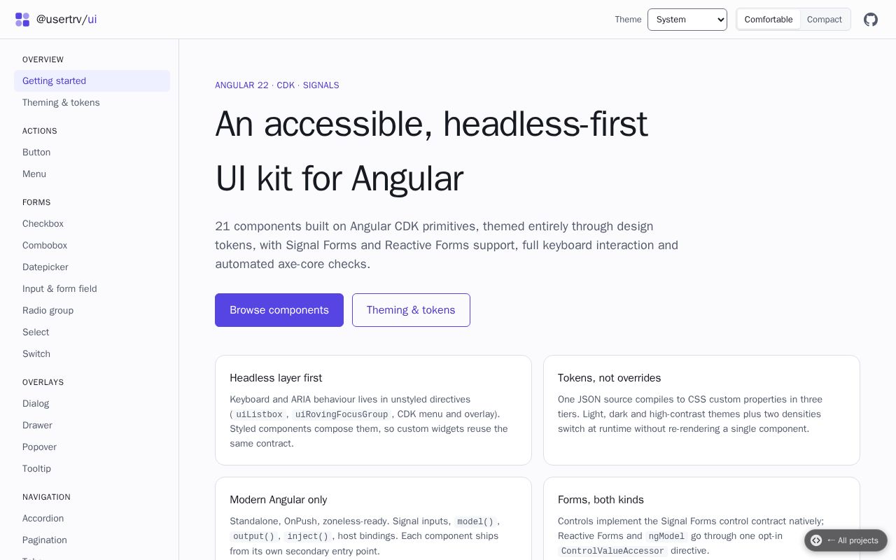 Preview of Angular Ui Kit
