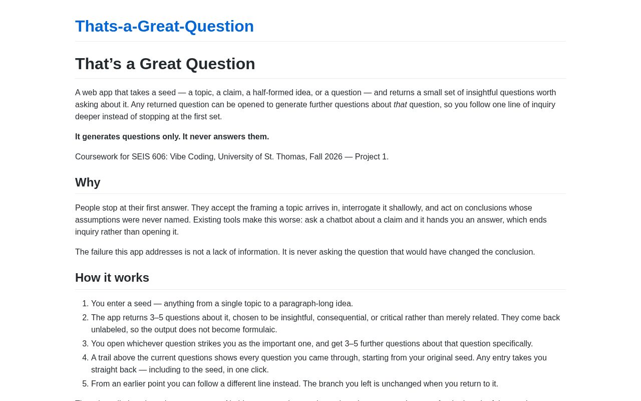 Preview of Thats A Great Question