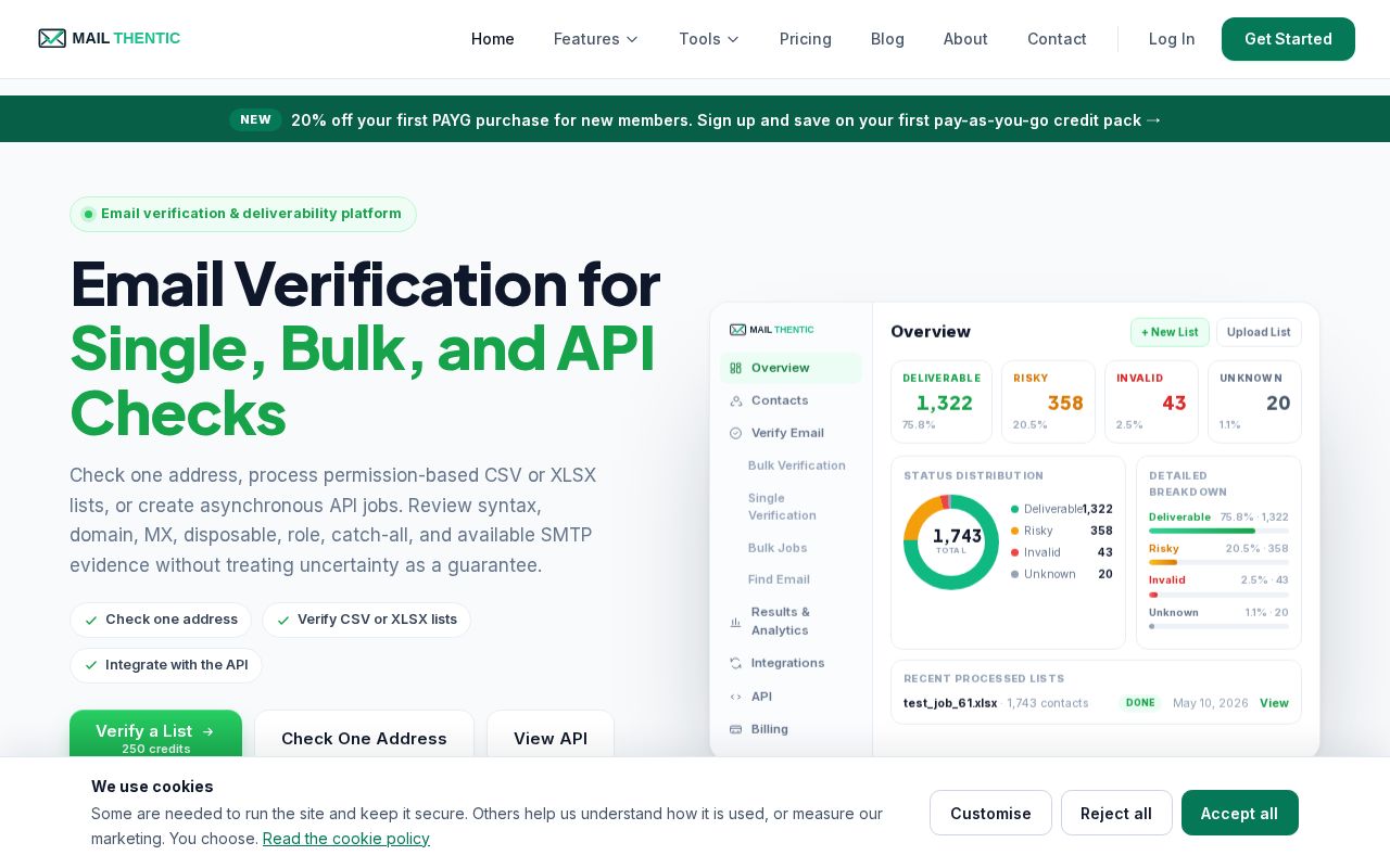 Preview of Email Verification & Deliverability Platform