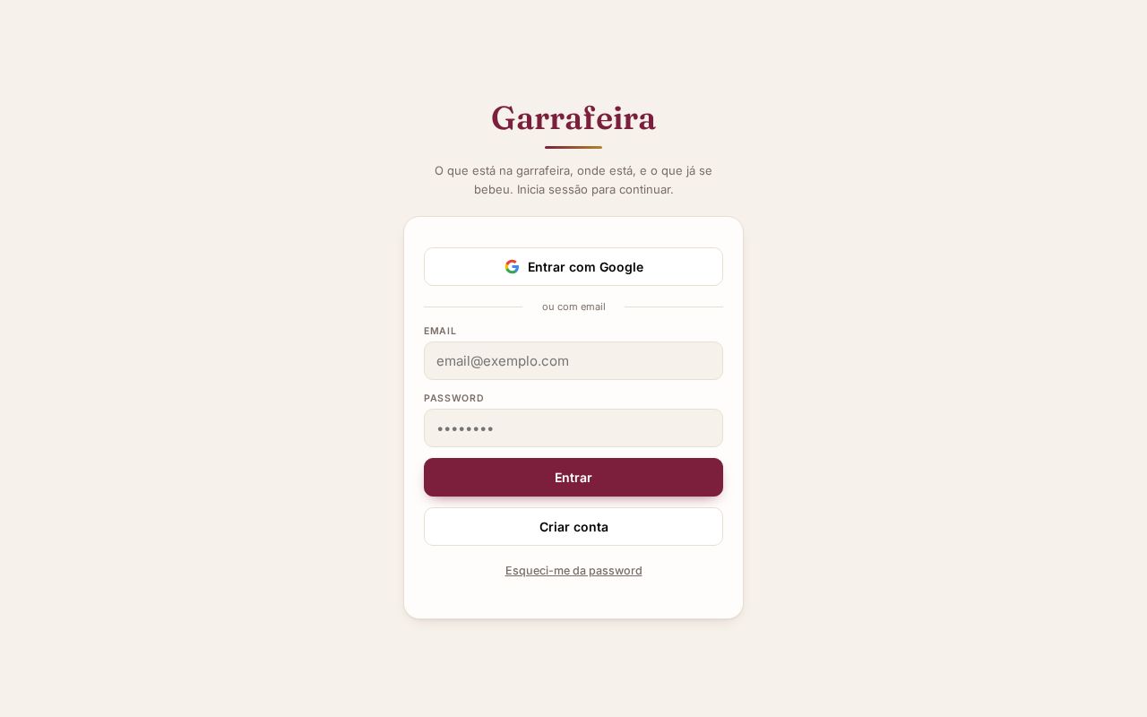 Preview of App para gestão de garrafeira