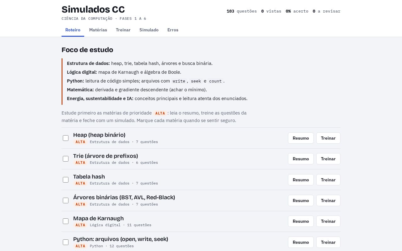 Preview of Simulados Cc