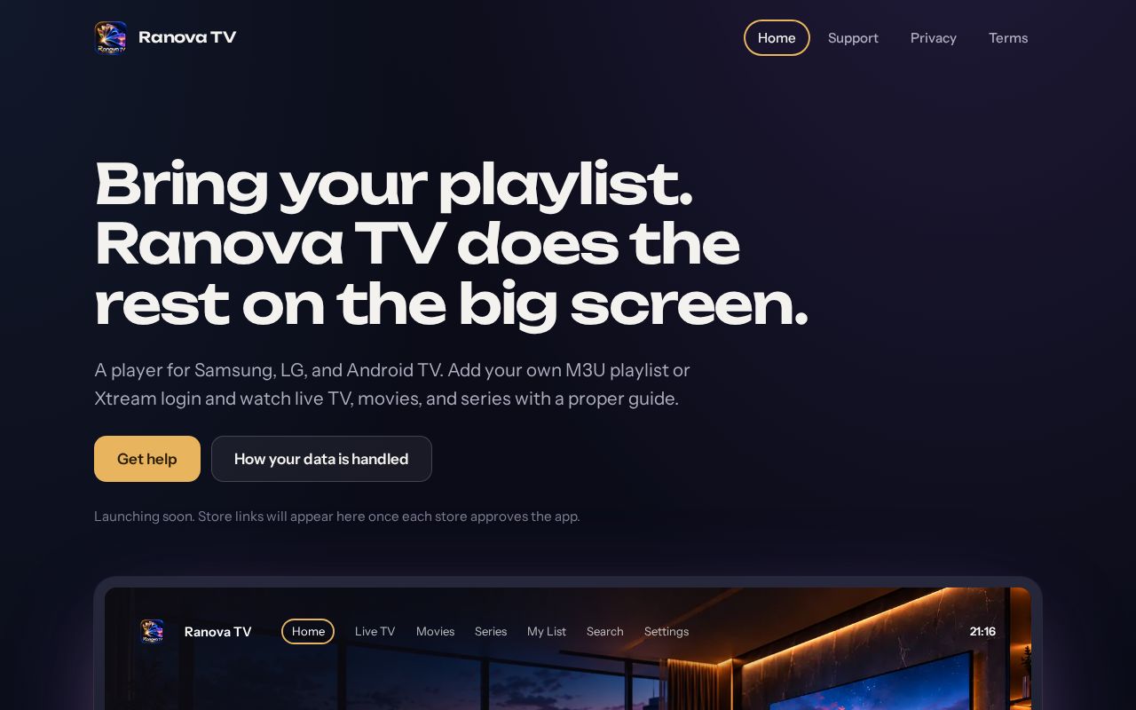 Preview of Ranova Tv Website