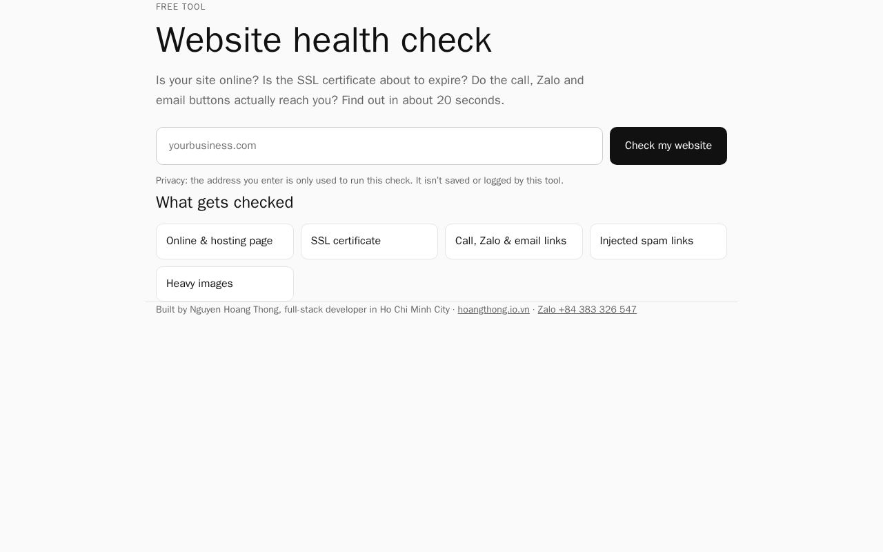 Preview of Website Health Check