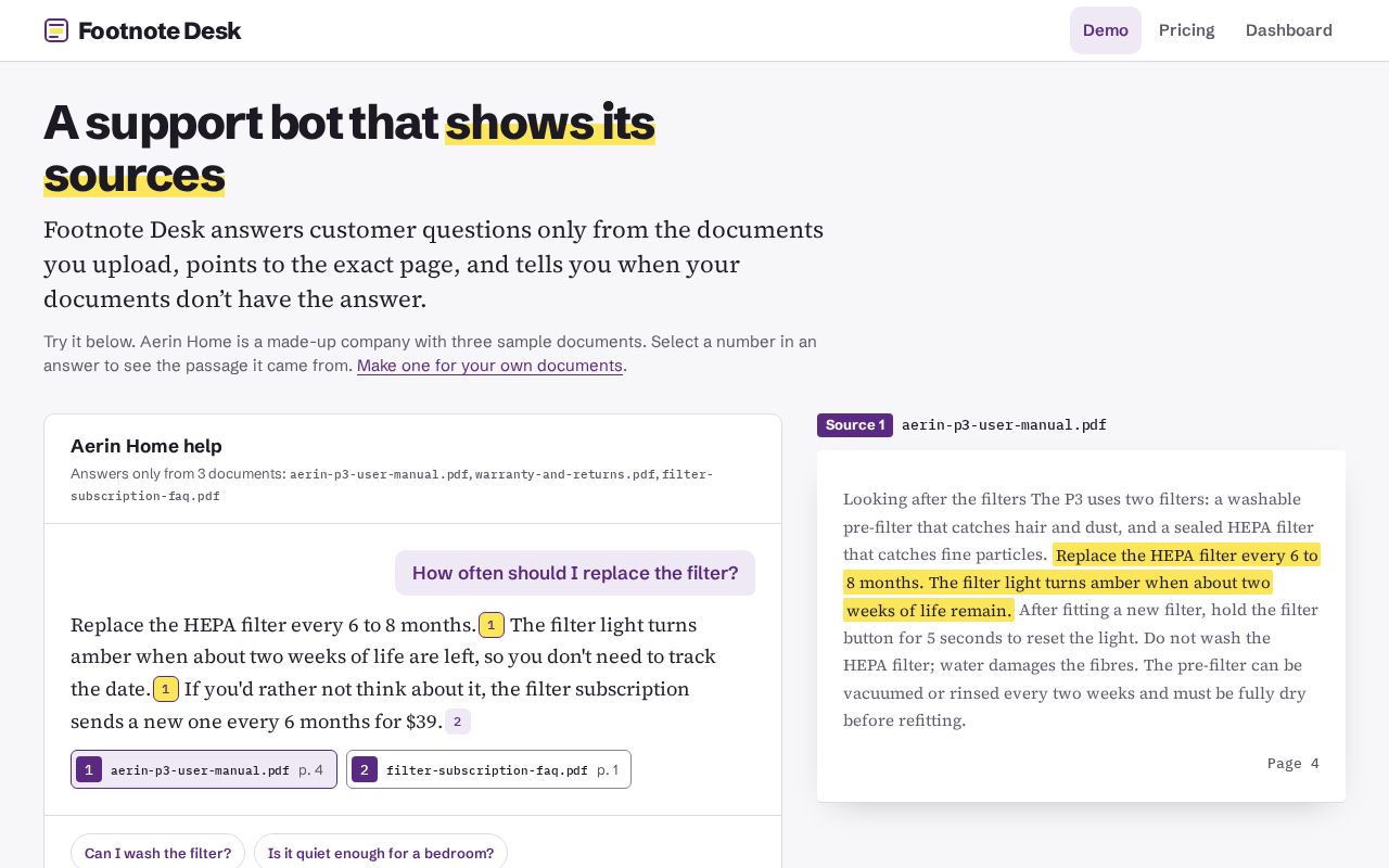 Preview of Footnote Desk