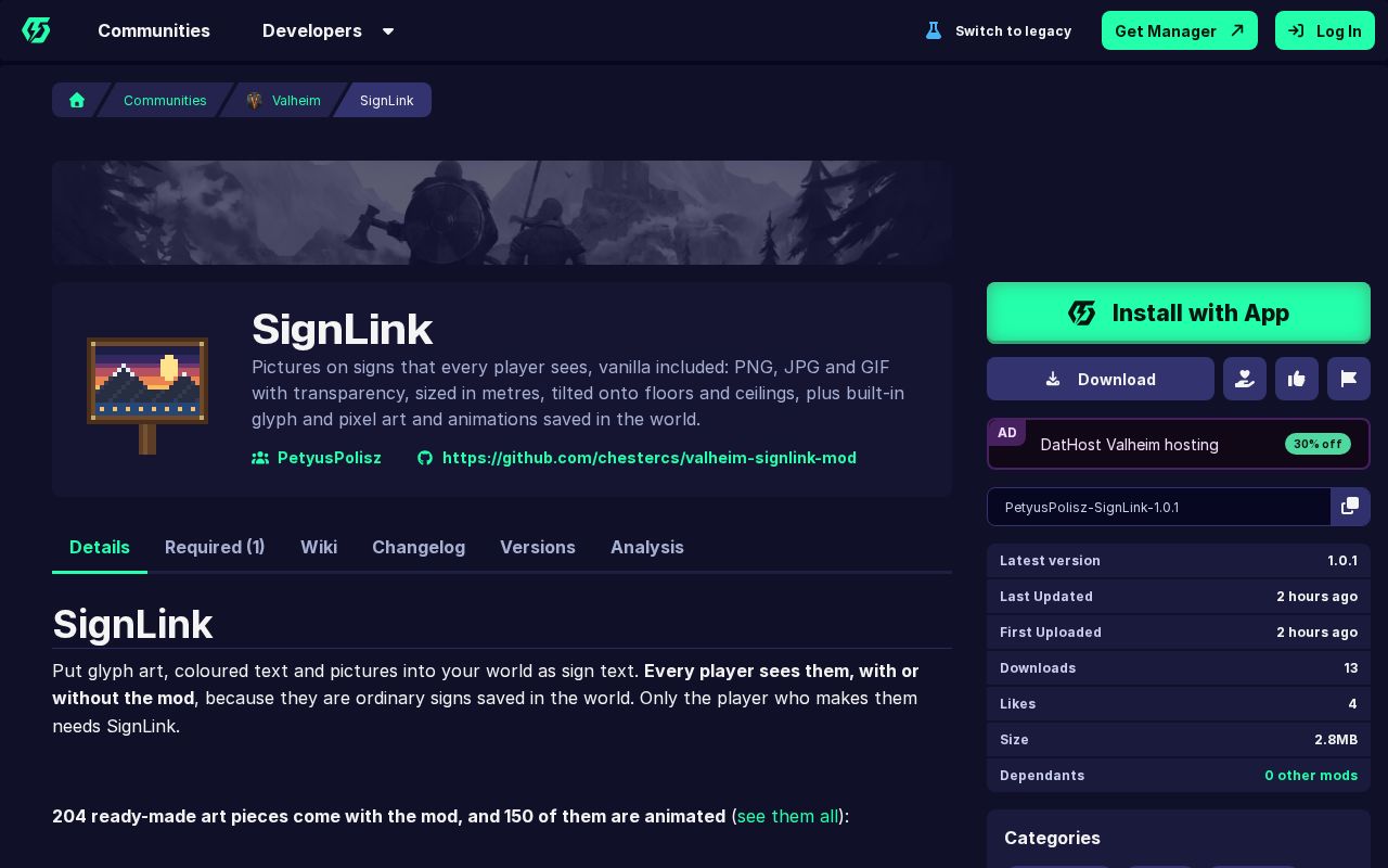 Preview of Valheim Signlink Mod