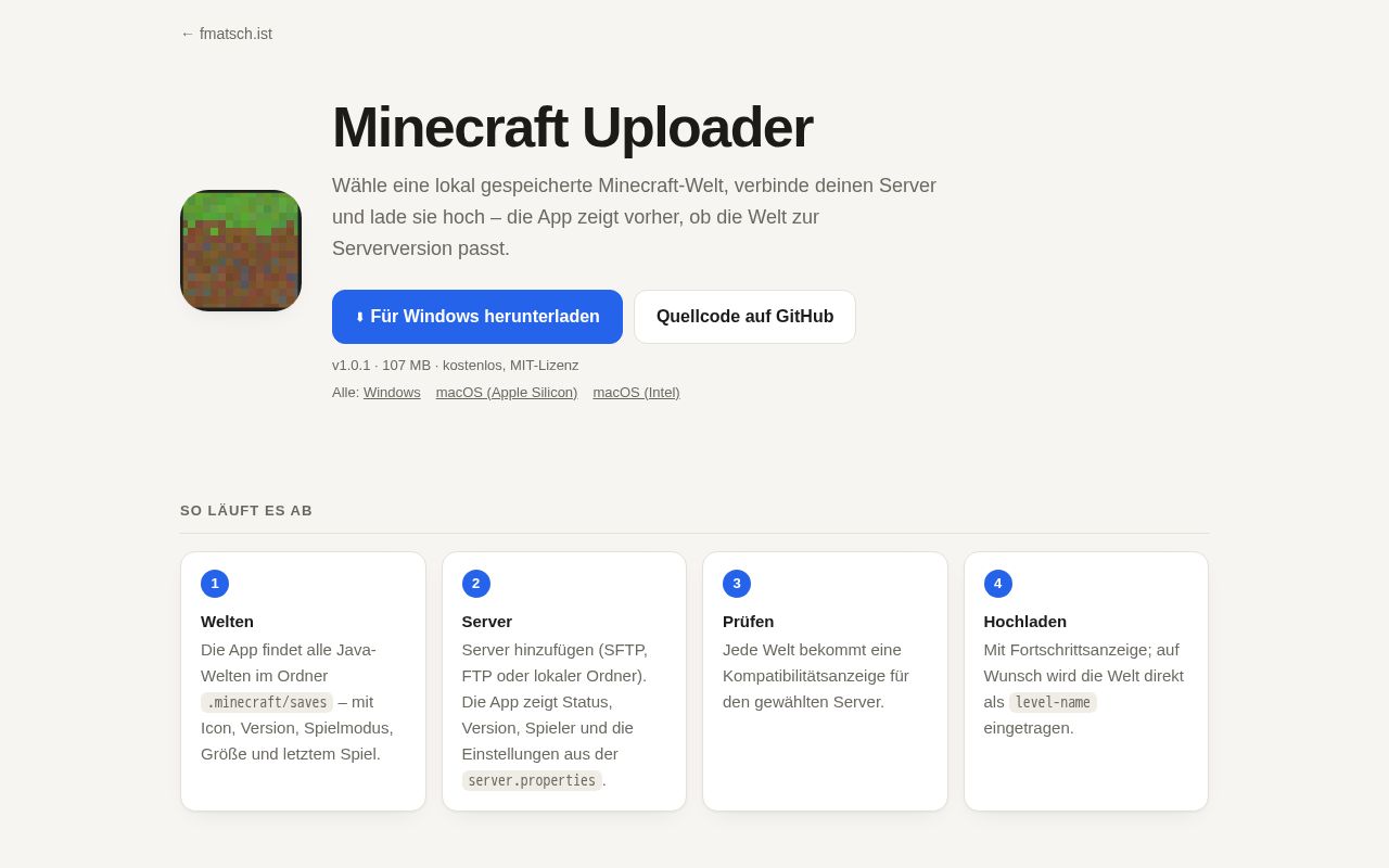 Preview of Minecraft Uploader