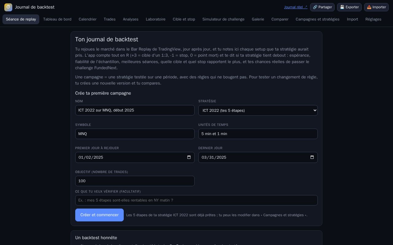 Preview of Journal Backtest