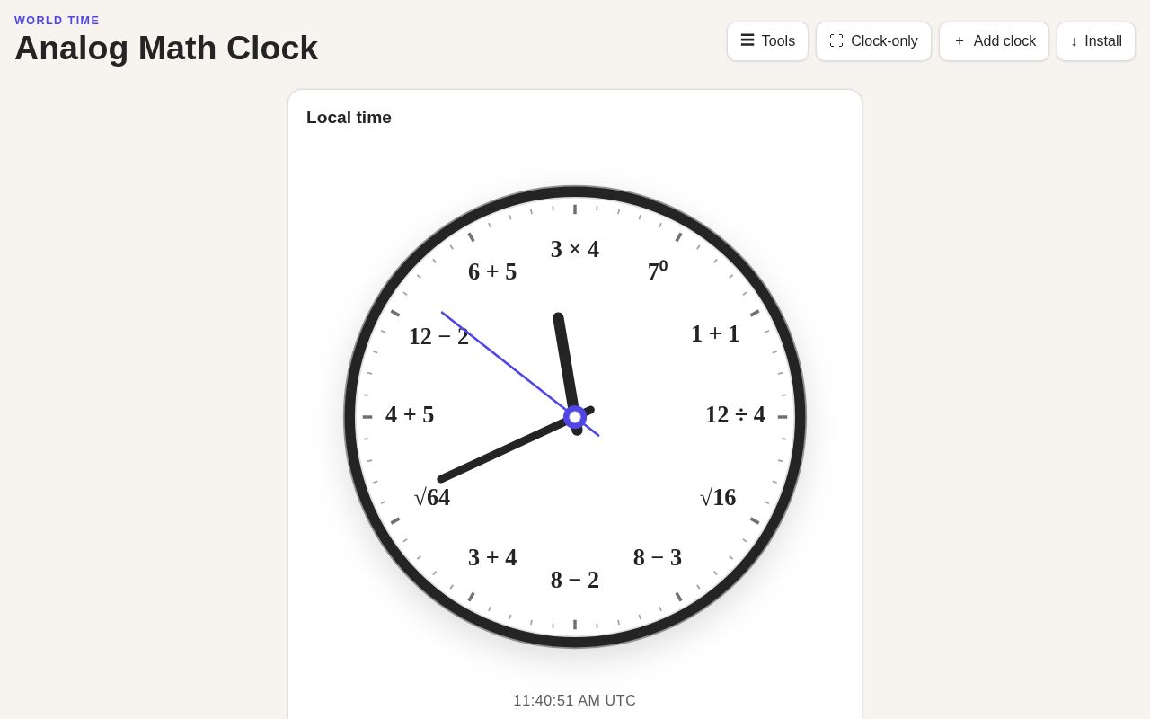 Preview of Analog Math Clock