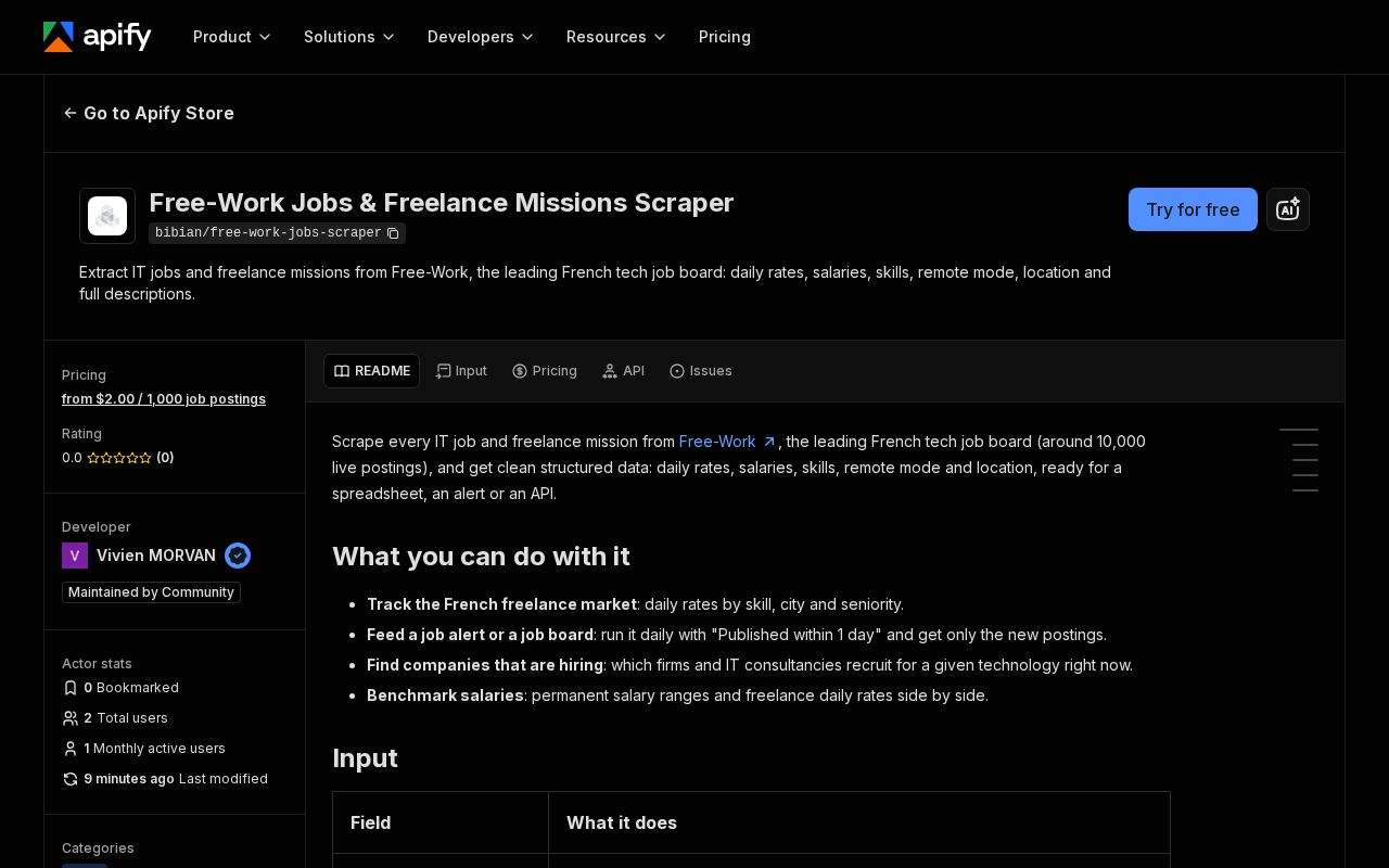 Preview of Free Work Scraper