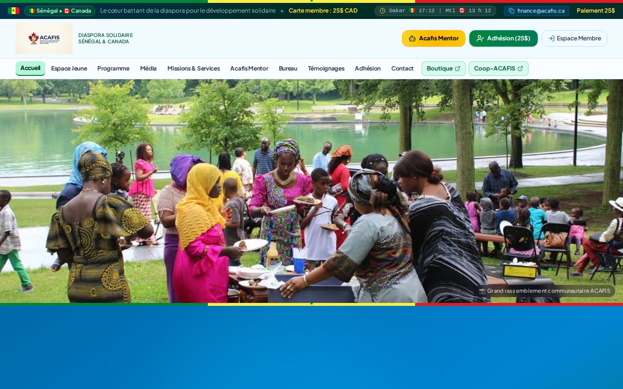 Preview of le grand site web de acafis pour la dispora base au canada