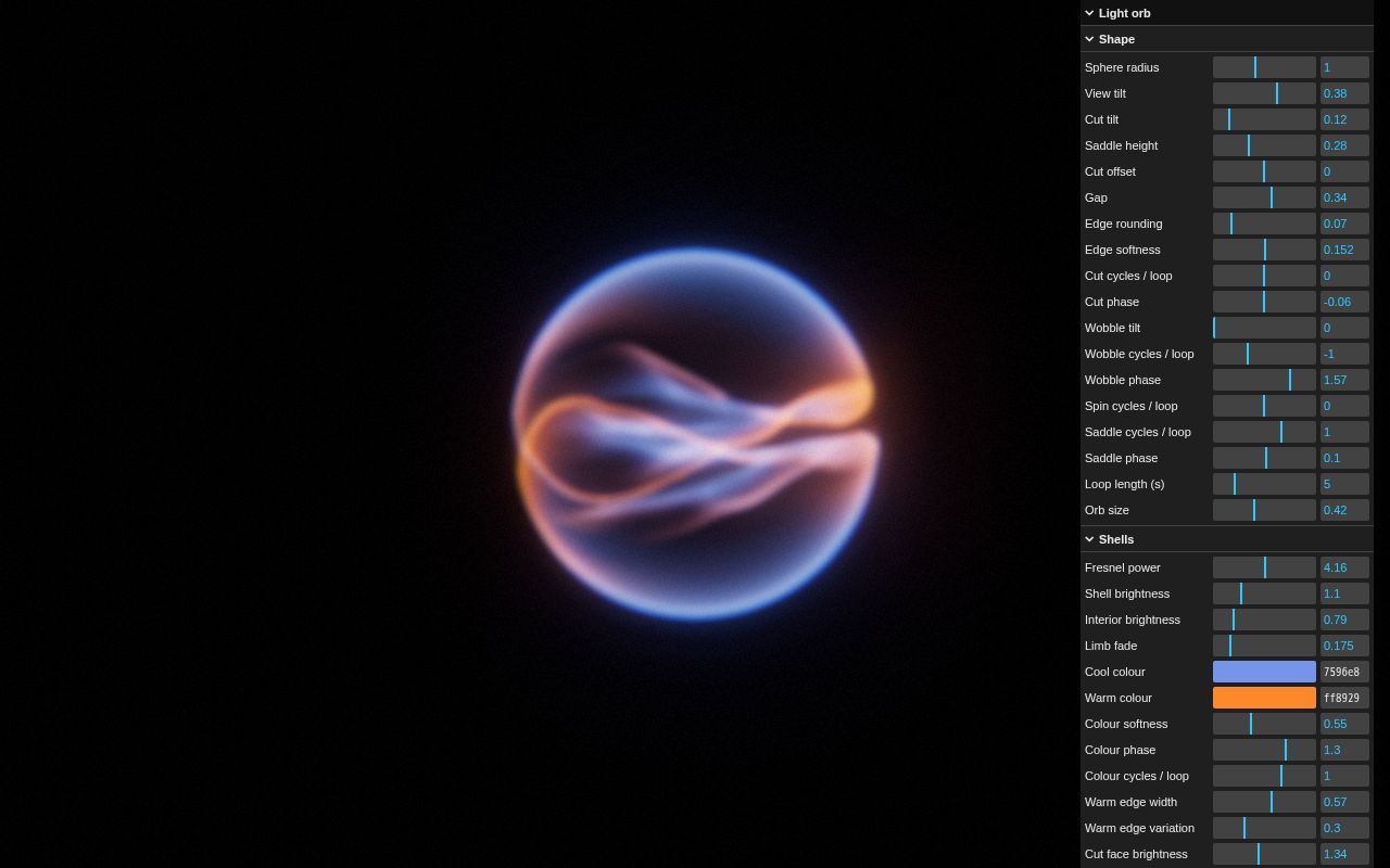 Preview of Light Orb Shader