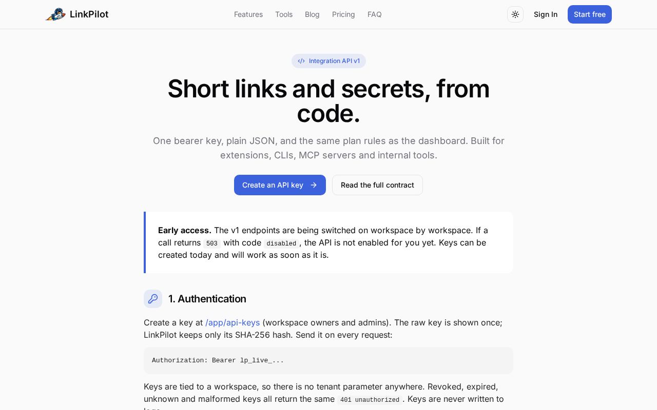 Preview of LinkPilot API for Developers