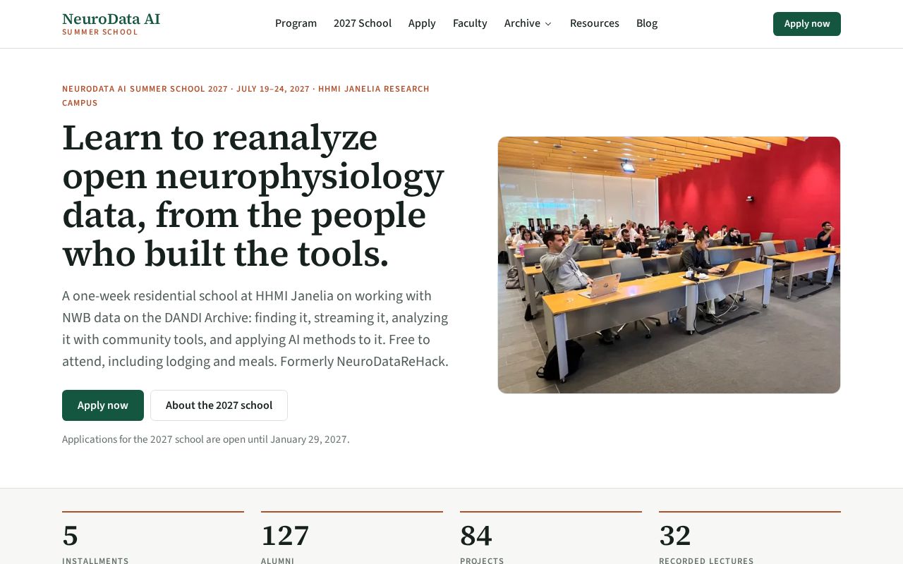 Preview of Website of the NeuroData AI Summer School (formerly NeuroDataReHack)