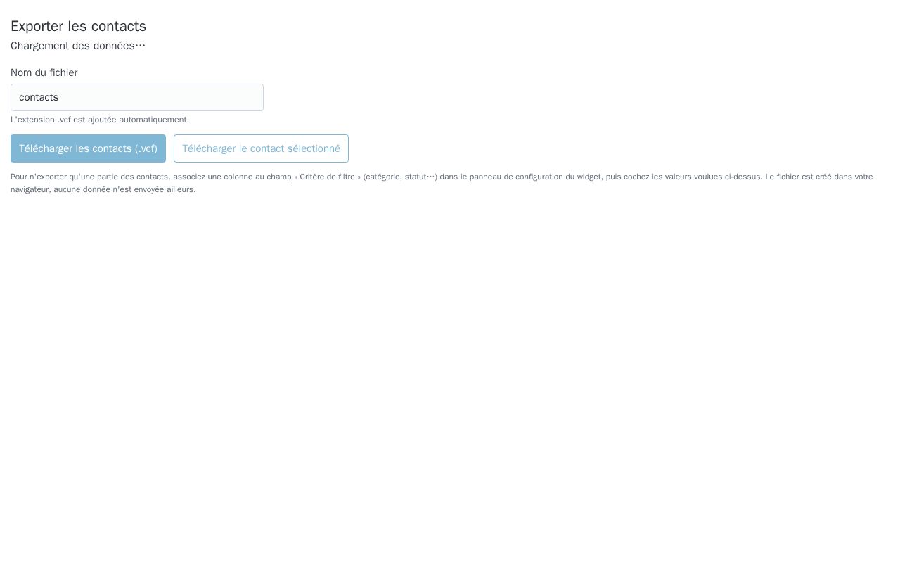 Preview of Grist Widget Export Vcf