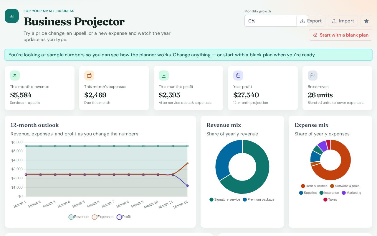 Preview of Small Business Revenue Calculator
