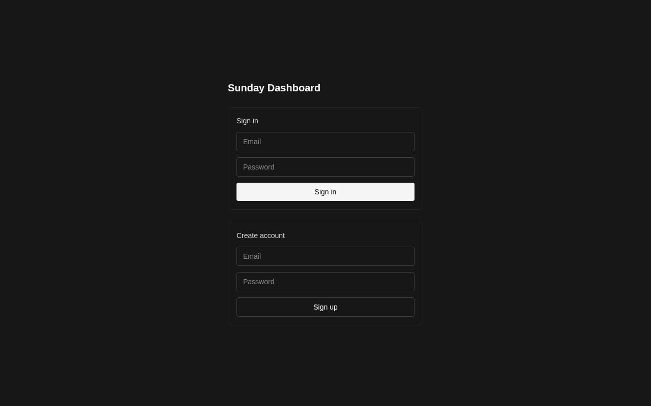 Preview of Sunday Dashboard