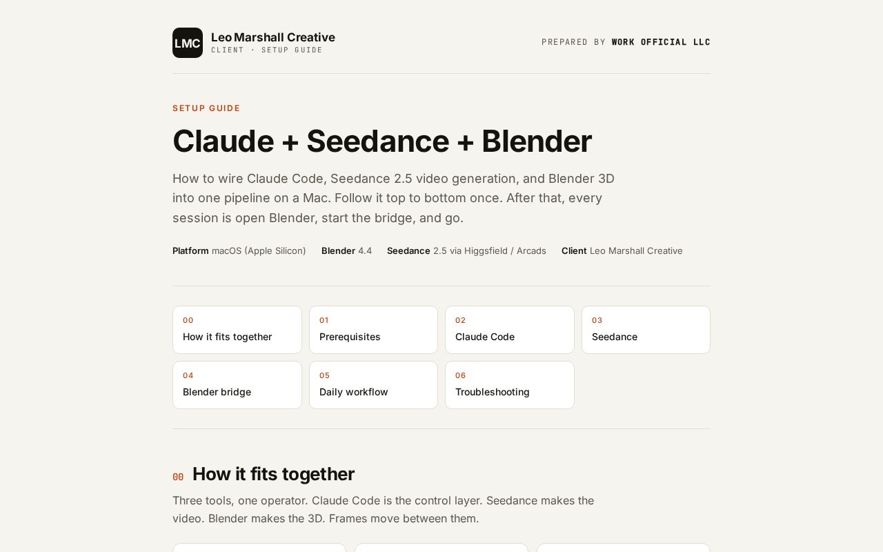 Preview of Setup guide: Claude Code + Seedance 2.5 + Blender pipeline