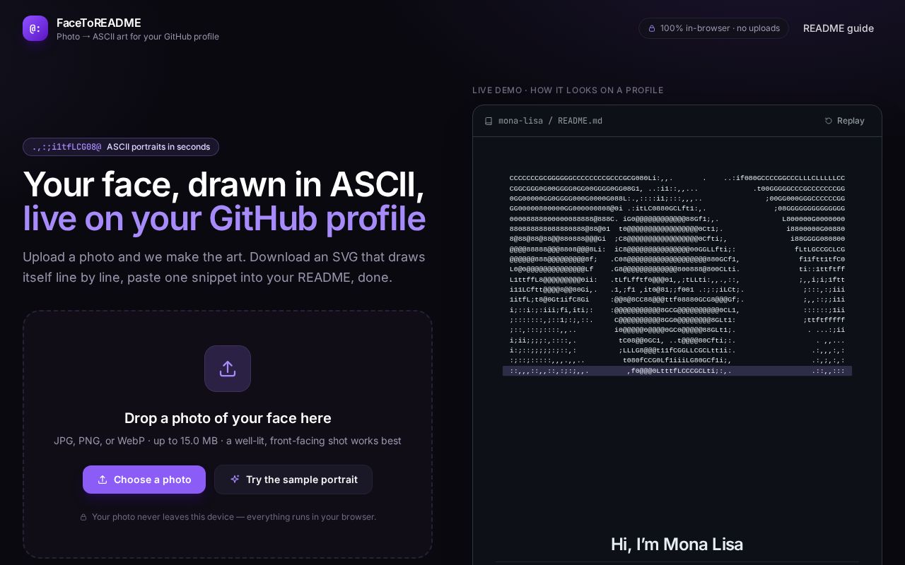 Preview of FaceToREADME