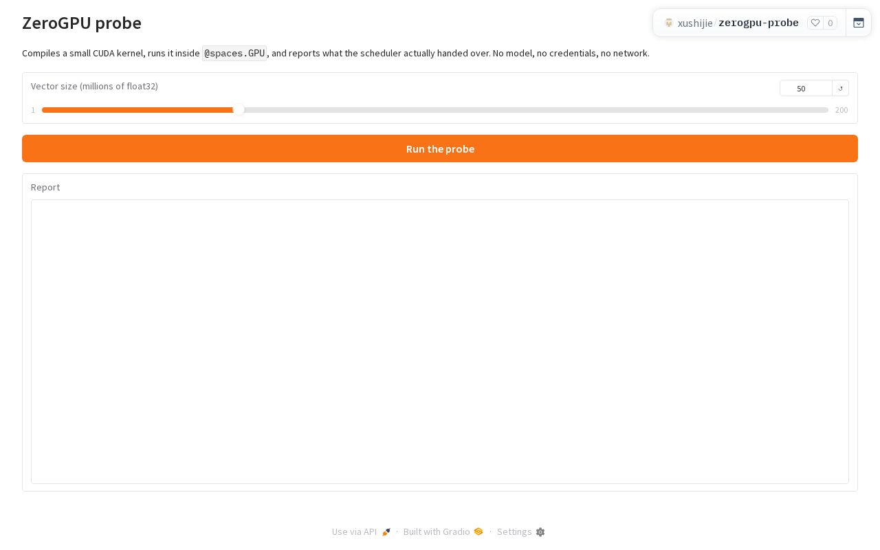 Preview of ZeroGPU Probe