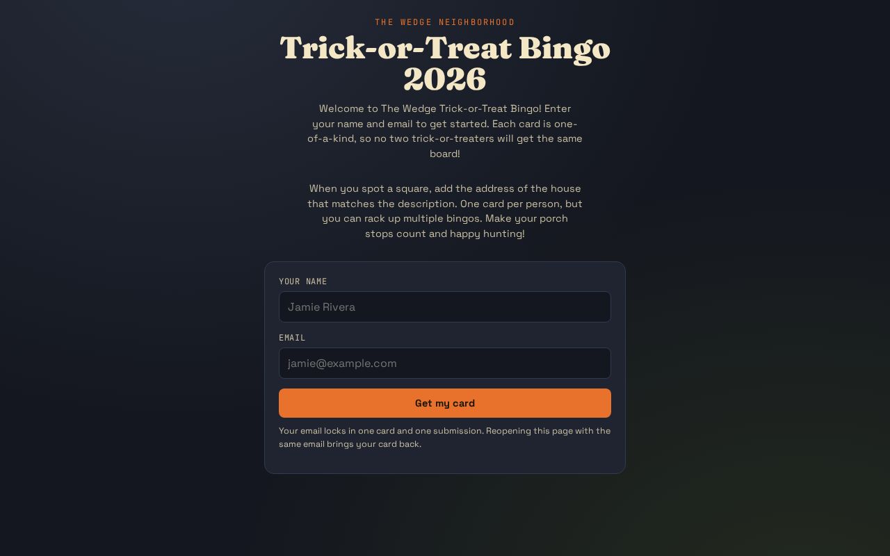 Preview of The Wedge Trick Or Treat Bingo