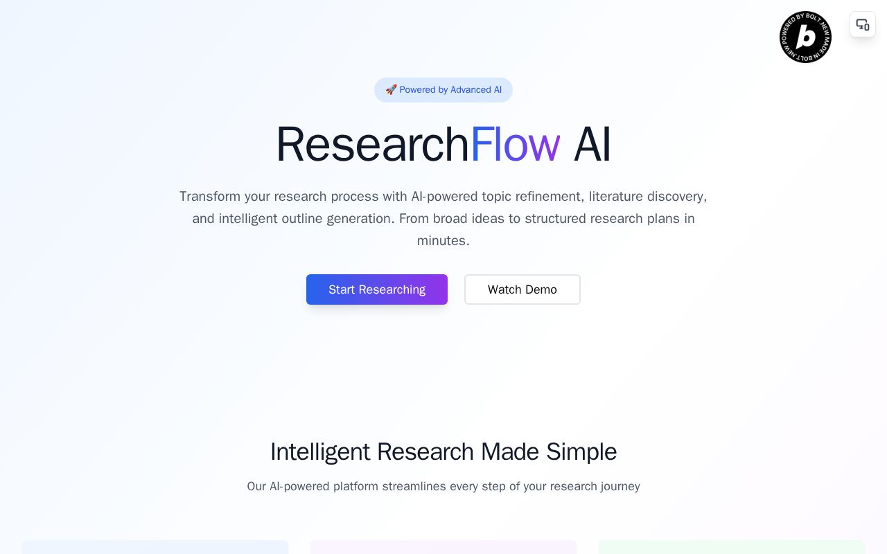 Preview of ResearchFlow AI