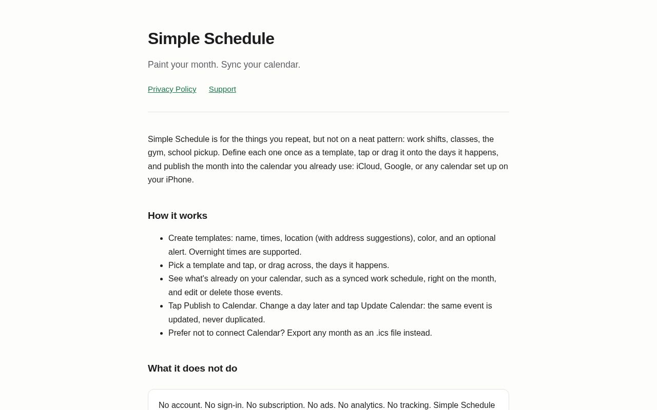 Preview of SimpleSchedule Site