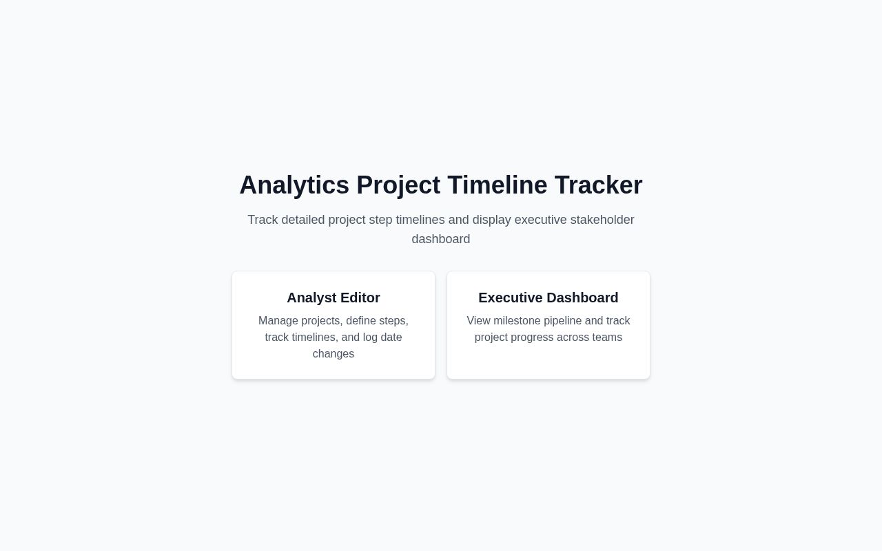 Preview of Analytics Project Timeline Tracker