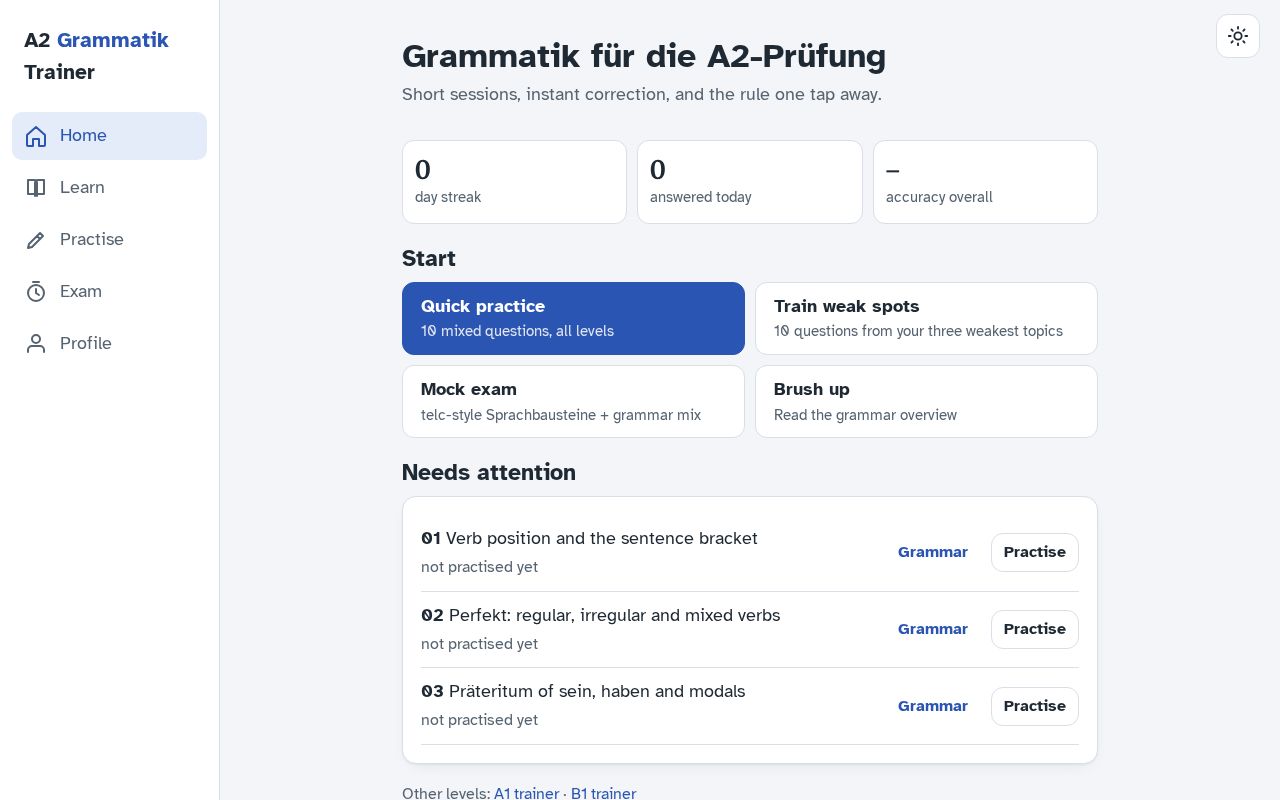 Preview of A2 Grammatik Trainer