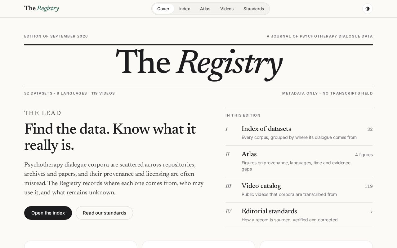 Preview of Global Psychotherapy Transcript Data Registry