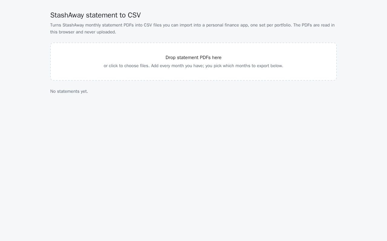 Preview of Stashaway2csv