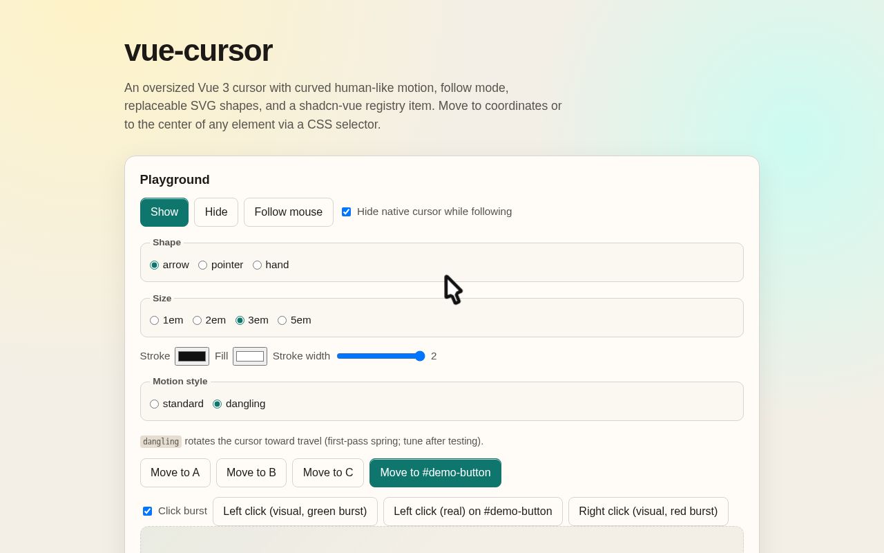 Preview of Js Pointing Cursor
