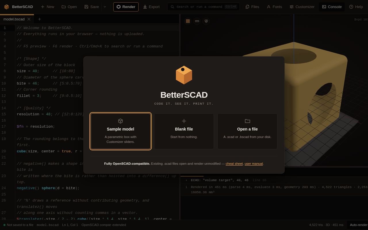 Preview of BetterSCAD