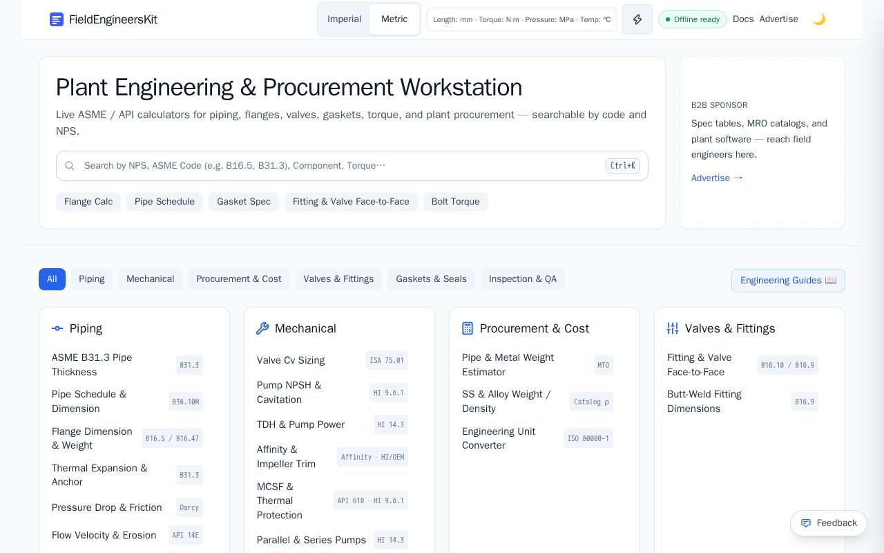 Preview of Engineering Calculators and Technical Articles
