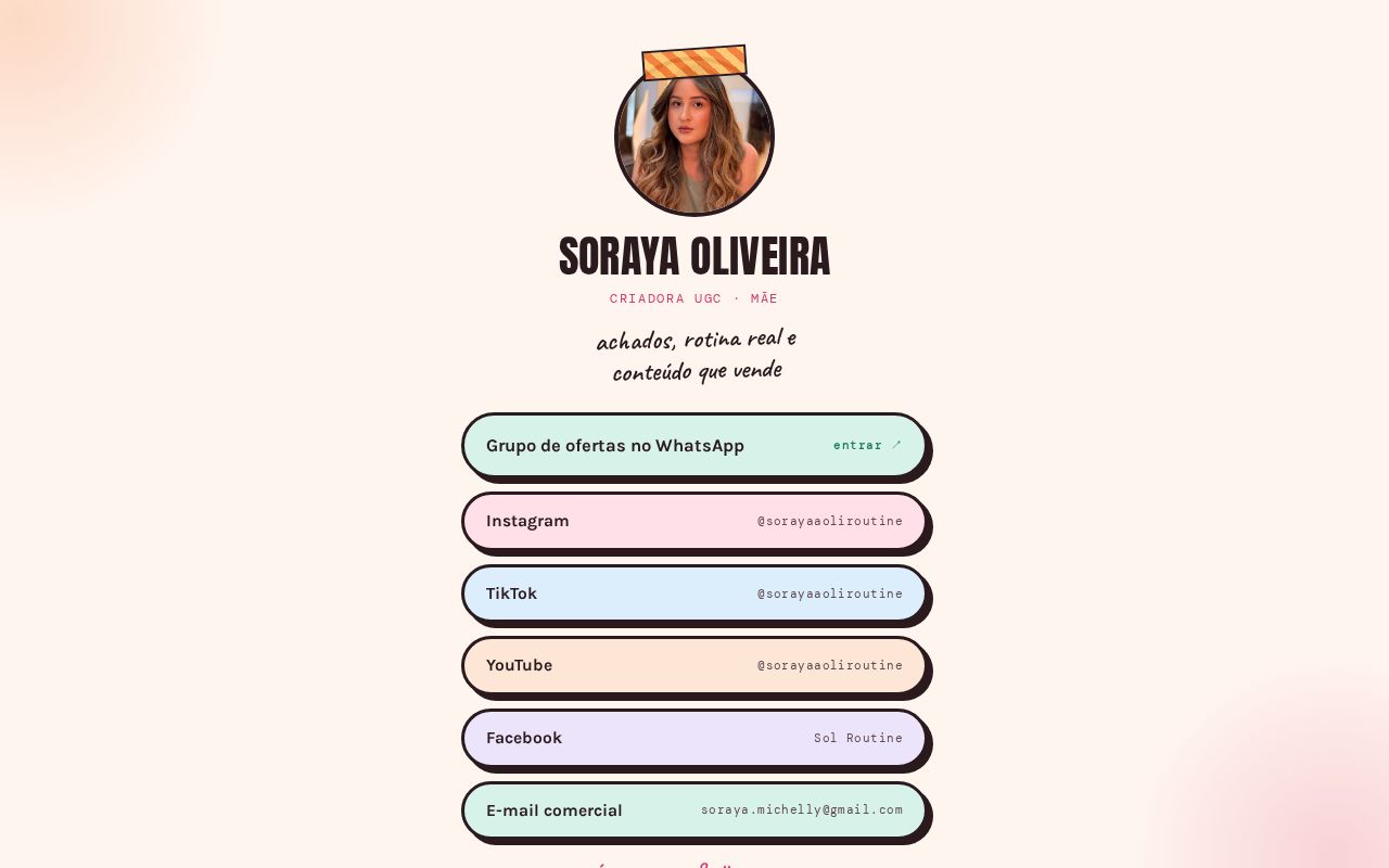 Preview of Portfolio UGC e pagina de links da Soraya Oliveira