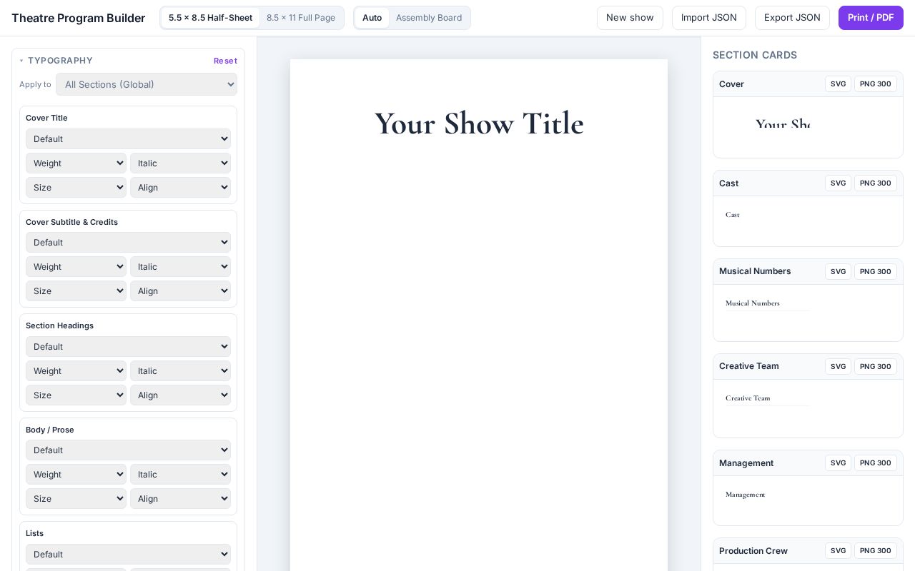 Preview of Theatre Program Builder